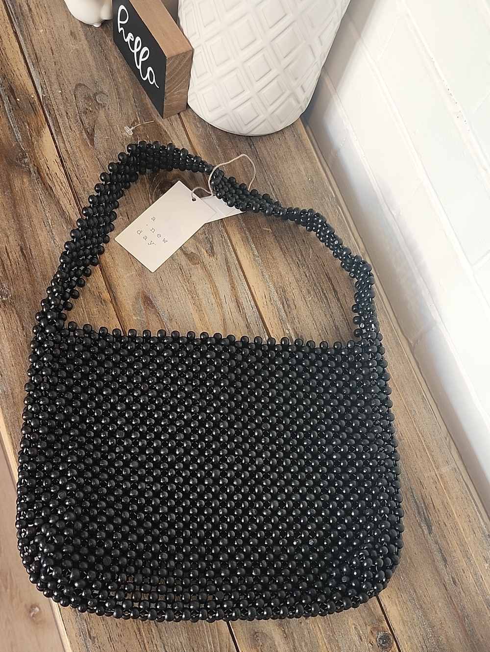 A New Day Black Beaded Purse